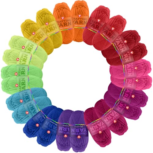 Image of Hygloss Neon Acrylic Yarn for Crocheting & Hand Knitting - Set of 24