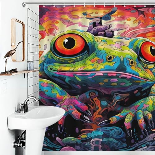 Rideau de douche grenouille tissu polyester imperméable baignoire lavable