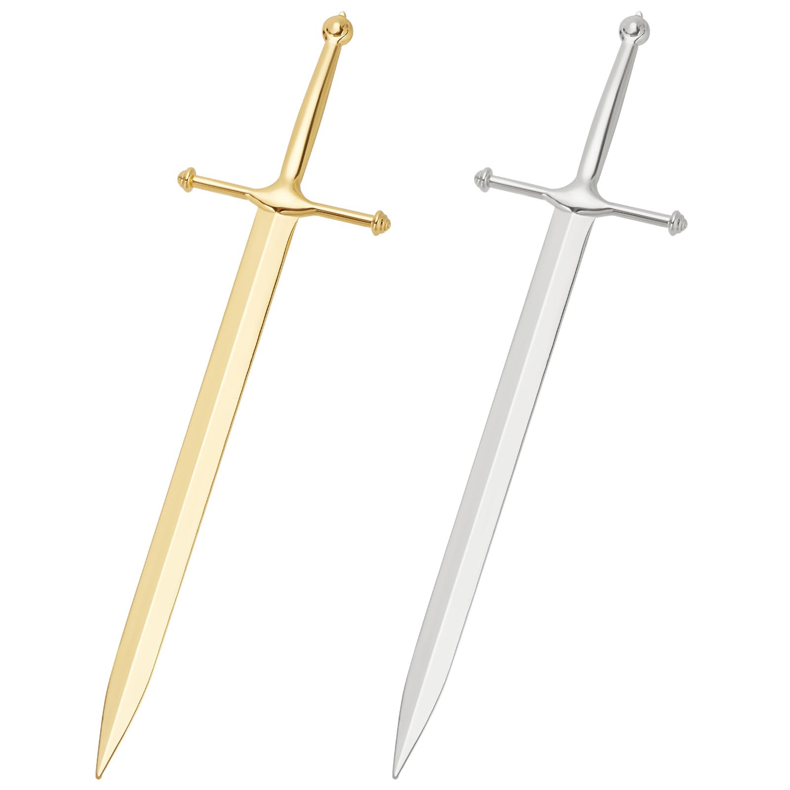 PLIGREAT 2 Pack Metal Letter Opener Office Letter Opener Metal Plated Lightweight Envelope Slitter for Opening Paper Envelopes Packages, Silver and