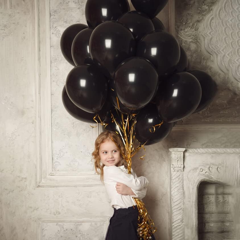 Miniatura 6 de Globos negros de 18, 12, 5 pulgadas, 85 piezas de guirnalda de globos negros de diferentes tamaños, globos de látex para fiesta de cumpleaños,
