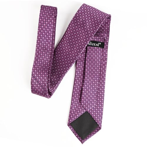 Image of Alizeal Mens Vintage Solid Plaid Tie with Pocket Square 3.15inches Necktie Set