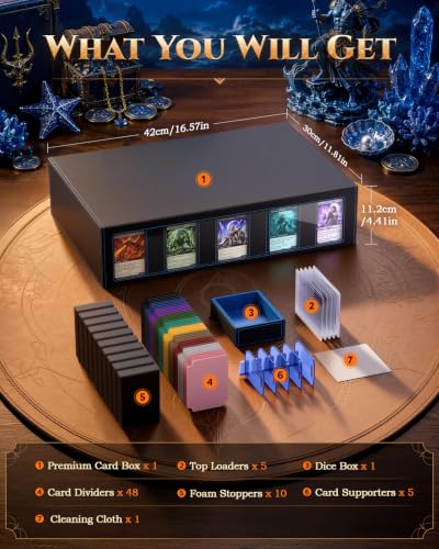 Image of MoKo Trading Card Storage Box for MTG, 3900+Capacity, Black Blue
