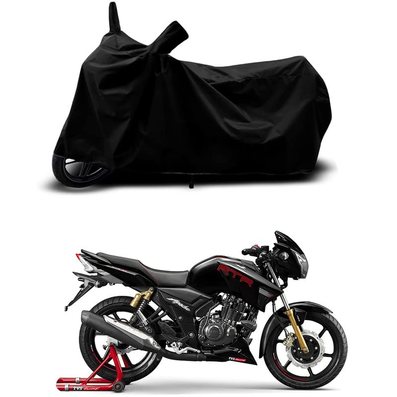 Image of 100% Scratchproof /UV-Rays /Heat Protection /Birds Dropping /Water Resistant /Dust Proof /Waterproof /Bike Scooty Two Wheeler Body Cover Compatible for Apache RTR 160 Disc All Varients[Black]