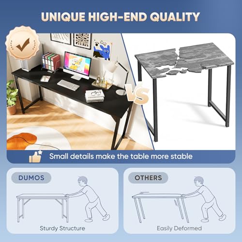 Image of DUMOS 63 Inch Office Computer Desk Modern Simple Style Writing Study Work Table for Home Bedroom - Wood Black
