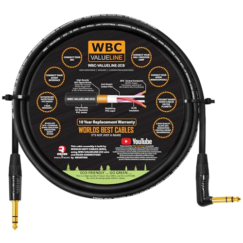 Câbles d'interconnexion de 1,8 m WBC-VALUELINE-2CS jack TRS 6,35 mm coudé faible capacité