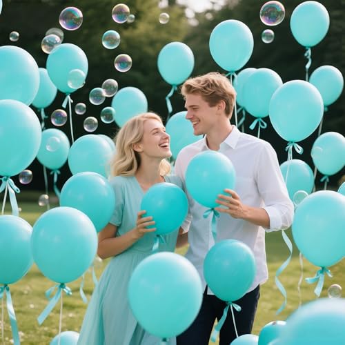 Image of 200pcs Teal Blue Balloons 5 Inch, Small Mini Latex Balloons for Party Birthday Baby Shower Anniversary Festival Arch Garland Decoration