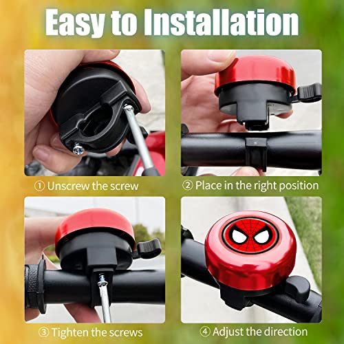 Akkya Bike Bicycle Bell Horn for Kids Cool Unique Cartoon Adults Cycling Handlebars Knee Scooter Accessories for Women Men Girls Boys Electric Mountain Bike Ring Bell Biking Bicicle Accessories (Red) - Thumbnail 4