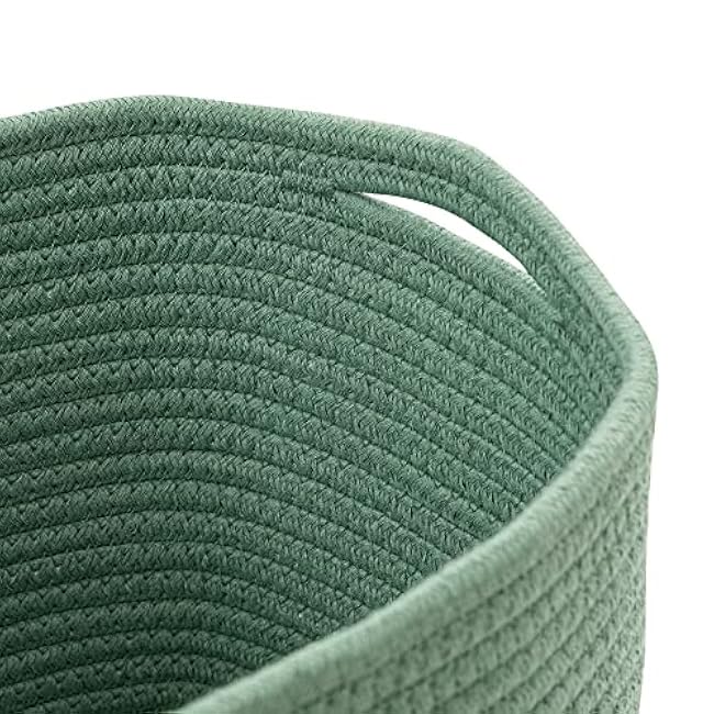 UBBCARE 3-Pack Woven Rope Shelf Baskets - 15x10x9in Decorative Storage Basket for Toys, Kids Playroom, Closet Organization & Cube Storage Organizer | Gift Basket Empty, Green