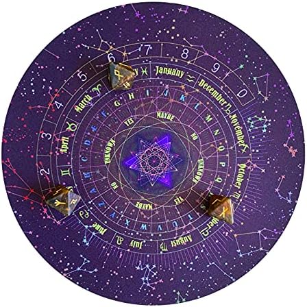Xzbling Tarot Tablecloth, 22cm Tarot Card Cloth Divination Card Pad Divination Ceremony Rubber Pad Nordic Starry Sky Letters and Numbers Rubber Pad for Divination, Psychological Counselor