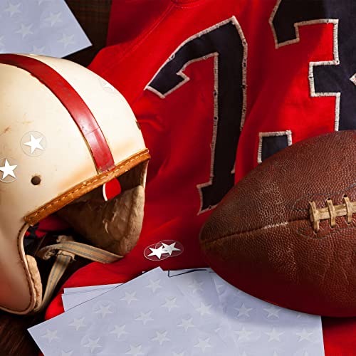 Image of Leinuosen Helmet Stickers Football Baseball Helmet Decals 1-1 /8 Inch Vinyl Sports Football Decals Self Adhesive Hockey Stickers for Hockey, Lacrosse, Batting(Clear Print White,Star)