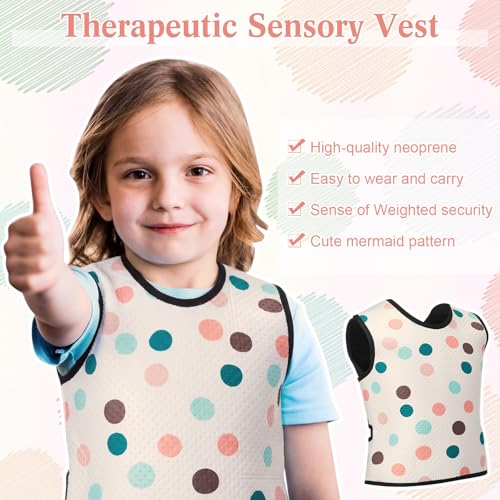 Image of Janmercy Kids Compression Vest Ages 2 to 9 Soft Adjustable Breathable Neoprene Comfort Vest for Boys Girls School Home Daily(Colorful Polka Dots,Small)