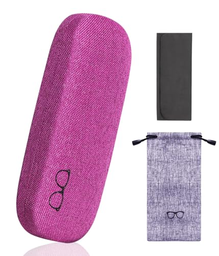 Image of Glasses Case Hard Shell Eyeglass Case with Cleaning Cloth Unisex Reading Hard Glasses Cases for Women Men