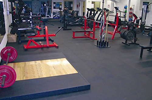 Incstores Extra Large 4'X4' Heavy Duty Rubber Gym Flooring Tiles (1/2" Border, Black) #TOP6