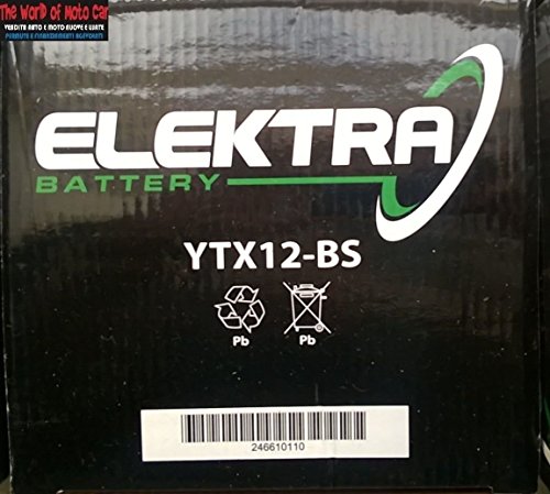 Batería Elektra YTX12-BS para Kymco Xciting I R 300 2008-2014 12V 10 Ah con ácido