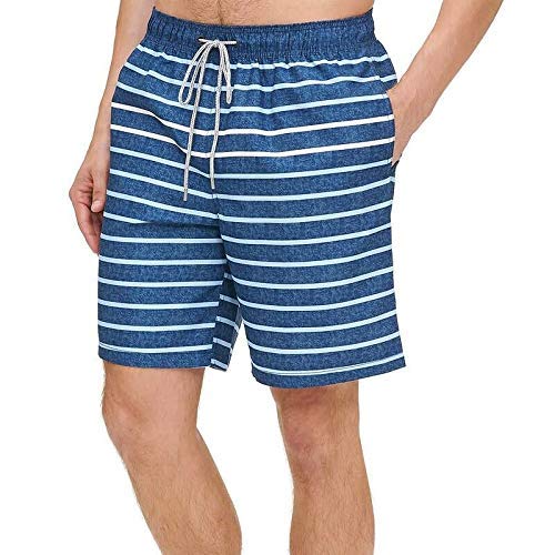 Kirkland Signature Men's Elastic Waistband Mesh Lined Swim Short Trunk (Blue Varsity Stripe XX-Large)