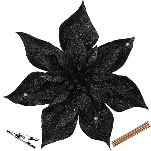 Briful 9'' Poinsettia Christmas Flowers 8PCS Black...