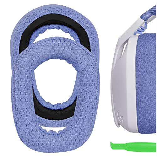 Geekria Comfort Mesh Fabric Replacement Ear Pads for Logitech G435, G335 Headphones Ear Cushions, Repair Parts with Video Guide (Blue)
