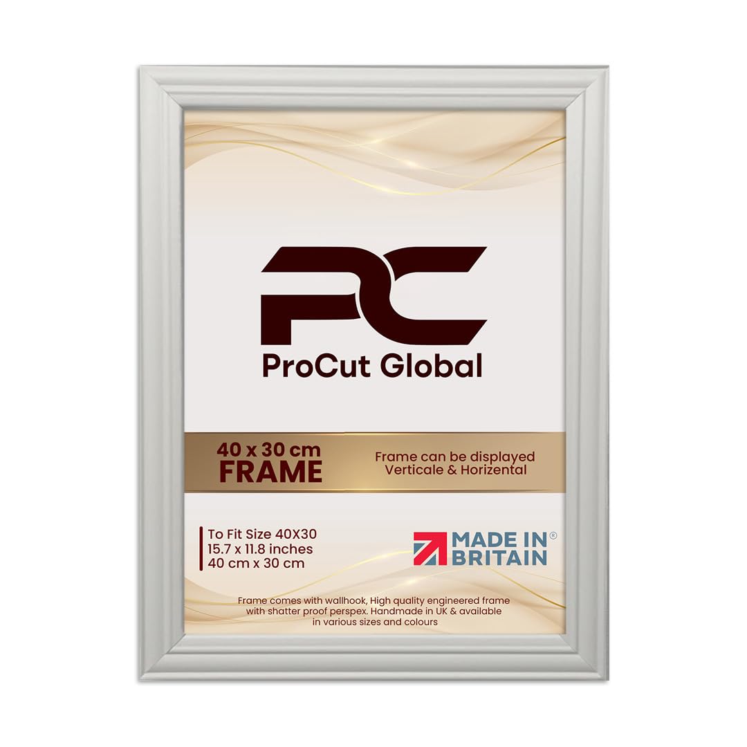 Procut Global 40x30CM Light Grey Picture Frames - Classic Wooden Photo Frame with Shatterproof Perspex for Wall or Tabletop - Perfect for Posters, Certificates & Prints - Sizes & Colors Available