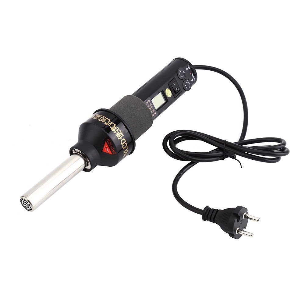 Yosoo Pistola de Aire Caliente LCD 450 W 220 V Profesional portátil Pistola de Aire Caliente Kit con boquillas y Soporte para Soldadura