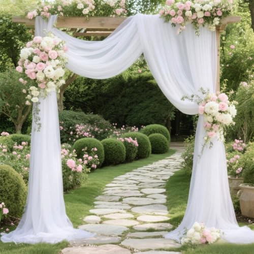 2 Panels White Wedding Arch Draping Fabric 20 FT Chiffon