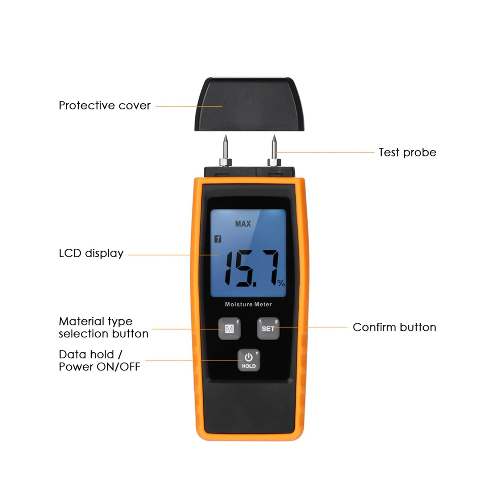 Medidor de Humedad, Medidor de humedad LCD madera Detector Higrómetro for Drywall