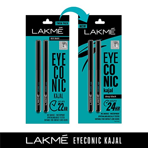 Image of LAKME Eyeconic Black Kajal 0.35 G (Combo Pack Of 4) Matte Kohl Liner In A Twist Up Pencil - Waterproof, Smudge Proof & Long Lasting Eye Makeup