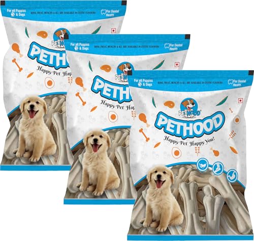 Image of Rawhide Chew Bones for Dogs | 3 Kg Pack | 5 Inch Pressed Calcium Dog Bones | Crunchy Training & Feeding Treats | Long-Lasting Pet Haddi Chews for Dogs (Chicken Flavour)