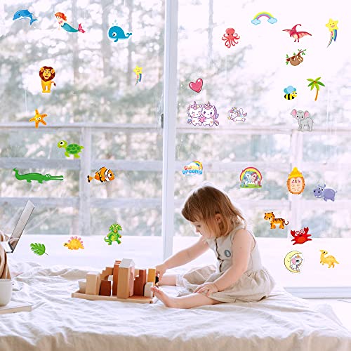 Debinolo DEBINOLO229PCGEL 200Pcs Cute Animal Gel Window Clings, Reusable Gel Window Stickers For Kids, Jungle Animal, Sea Animals, Dinosaur, Unicorn Themed Window Gel Clings Decals Stickers For Kids Home Airplane Classroom thumb #5