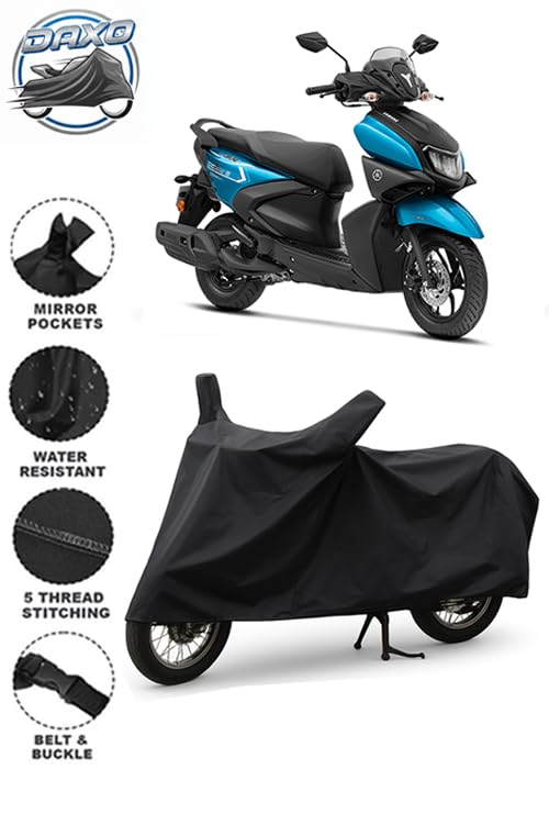 Image of Daxo Waterproof Scooty Cover for Yamaha Ray ZR 125 | All Weather Protection from Rain, Dust, UV Rays & Scratches with Mirror Pockets & Buckle Belt | Ray ZR 125 Scooty Cover