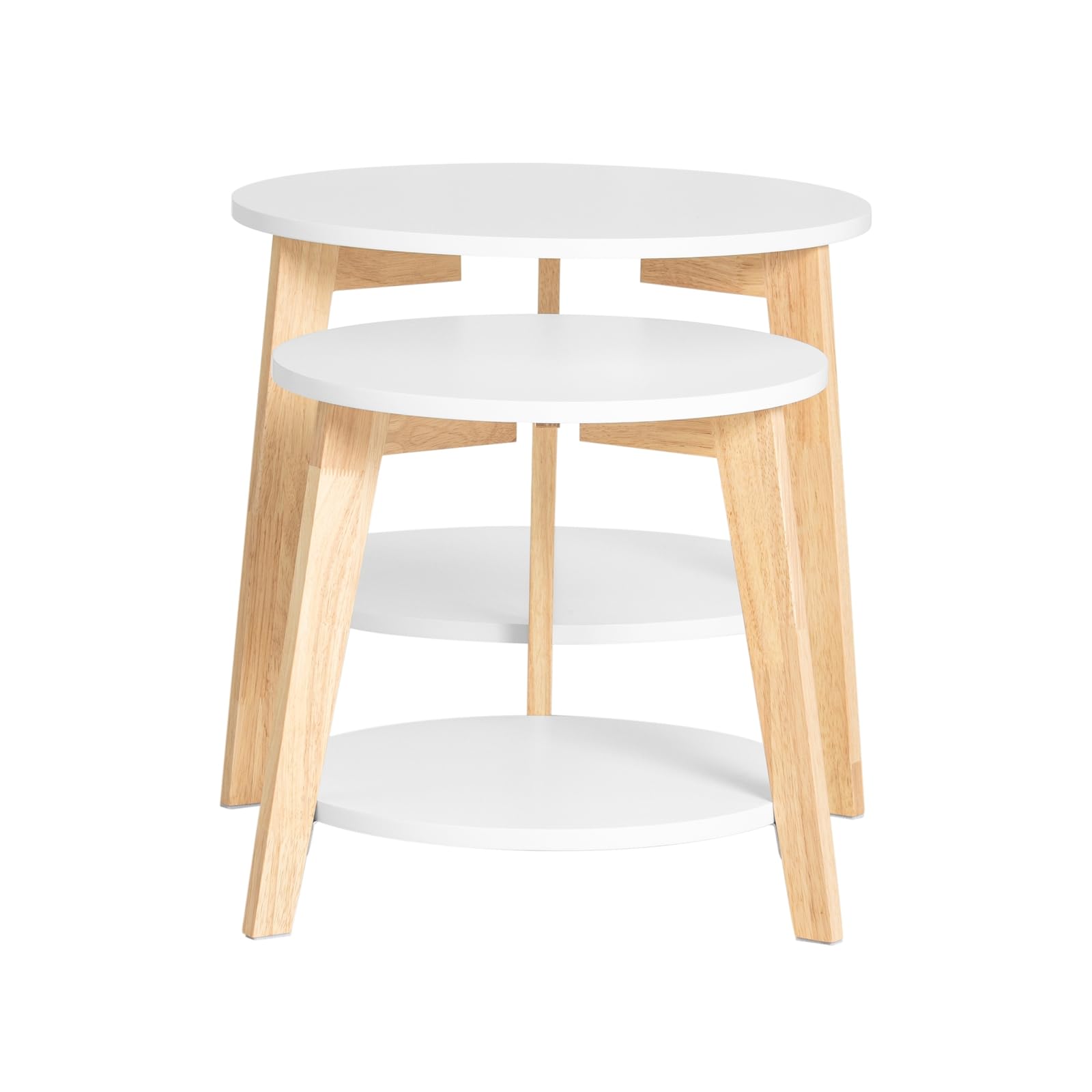 SoBuy Set di 2 Tavolino Salotto Nidificanti - Tavolini Rotondi per Soggiorno, Grande 50cm e Piccolo 40cm, Bianco, FBT75-W