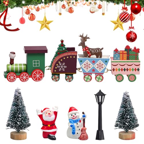 TZQFROCE 7 Stück Weihnachten Zug Deko Mini Holz Weihnachtszug...