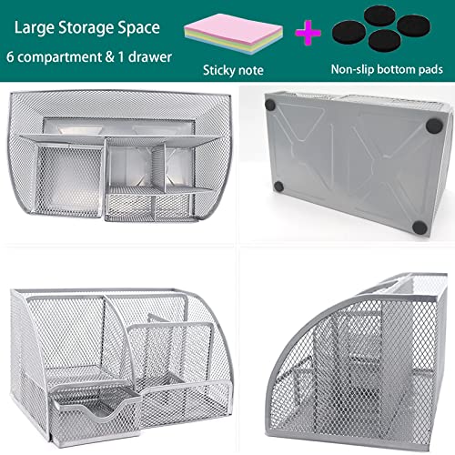 PYJLBX Desk Organiser, Silver Metal Mesh Pen Holder & Stationery Storage - Image 4
