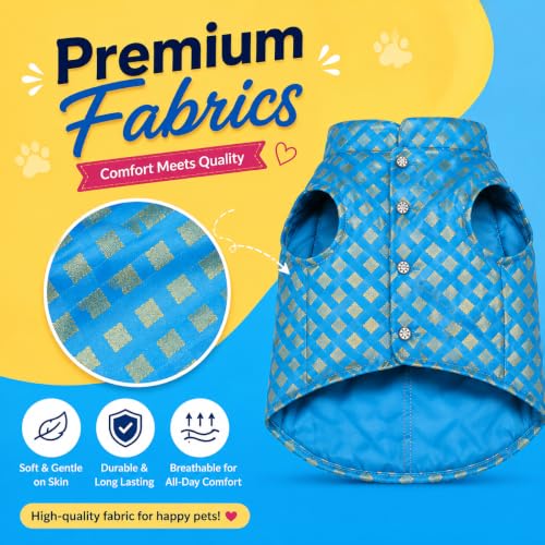 Image of Payton PERYY Dog Sherwani Kurta Dress Outfit Perfect for Diwali, Weddings and Special Events (Customized Size, Blue)