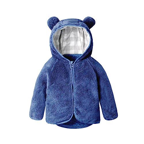 Children Fashion Tops Toddler Girl Boy Autumn Winter Long Sleeve Thick Solid Color Plush Zipper Hooded Coat 0 To