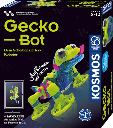 KOSMOS 621452 Gecko Bot – Experimentierkasten & Roboter-Bausatz für Kinder ab 8 Jahren, Scheibenkletter-Roboter mit Motor & Saugnäpfen, Bionik entdecken, Technik-Spielzeug zum Selberbauen