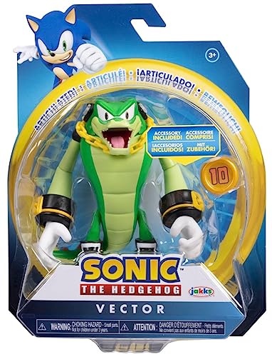 Sonic The Hedgehog 4" Articulated Action Figure Collection (Vector), Multicolor, 4 Inch