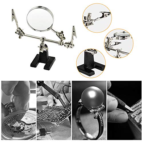 AORAEM Helping Hands Magnifier with Dual Adjustable Alligator Clips in 2.5x Magnifying Glass Soldering Station for Crafting, Hobby, Micro Objects (Not Include Battery) - Image 4