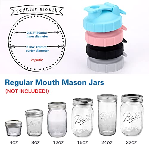 Mason Jar Pour Spout Lid, 8-Pack Regular Mouth Mason Jar Plastic Lids With Leak-Proof & Airtight Seal, Easy Pour Spout, And Flip Cap For Drinking, Storing & More (Jars Not Included) #TOP2