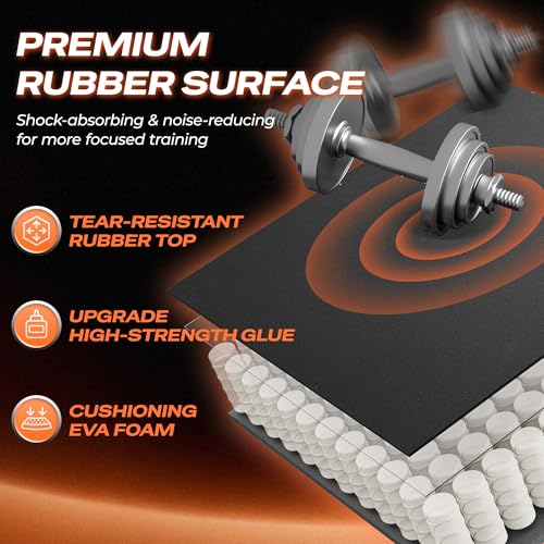 Image of SUPERJARE 0.56'' Thick 192 Sq Ft Rubber Top Gym Flooring for Home Gym