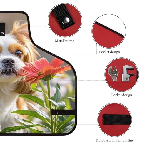 Delantal de trabajo unisex con diseño Shih Tzu y flores miniatura 3