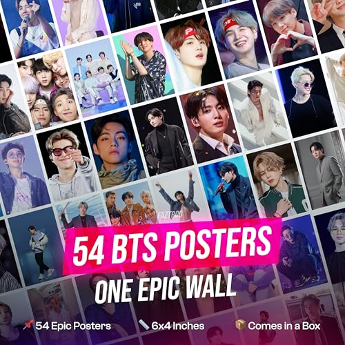 Image of BTS Mini Posters Set of 54 (4x6 Inches) | HD Print K-Pop Wall Art Prints for BTS Army | Bangtan Boys, RM, Jin, Suga, J-Hope, Jimin, V, Jungkook | Room Decor for K-Pop Fans & Collectors