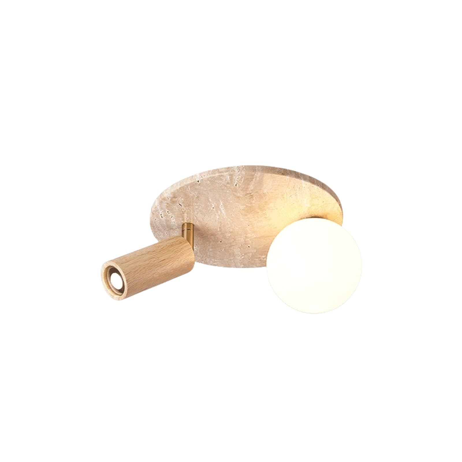 PLQWUJD Exquisite Chandelier Ceiling Light Fixture Round Wood Ceiling Lamp Stone Flush Mount Lighting Fixtures Travertine Chandelier Close to Ceiling Light(Wood)