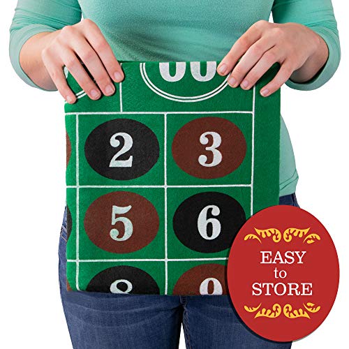 Brybelly Casino Night 2-in-1 Craps and Roulette Table Felt Only- Green Felt Double Sided Casino Tabletop Gaming Mat- 72" x 36" - Perfect for Casino Game Night