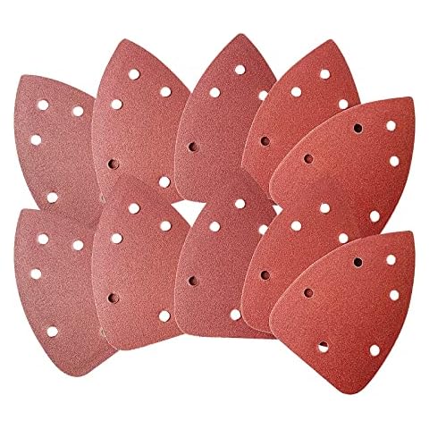 WOSO Sander Pads, 140 * 140 * 98mm 6-Hole 40 Mouse Detail Sander Triangle Sanding Papers Sandpaper Sanding Sheets Black and Decker Palm Sander (40 grits) Cover