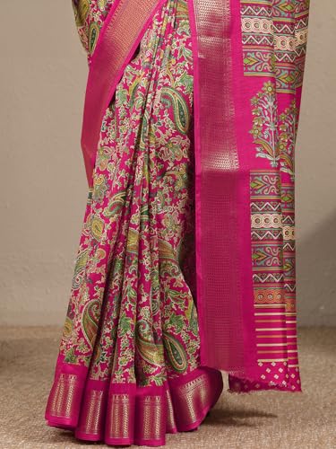 Image of Libas Printed Silk Blend Saree for Women With Unstitched Blouse Piece | Traditional Saree for Festive & Wedding