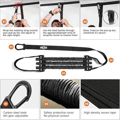 Image of Innstar Pull Up Assistance Bands, Heavy Duty Resistance Band for Pull Up Assist, Adjustable Resistance 165-265lbs with Fabric Feet /Knee Rest, Pull Up Bands Assistance Bands
