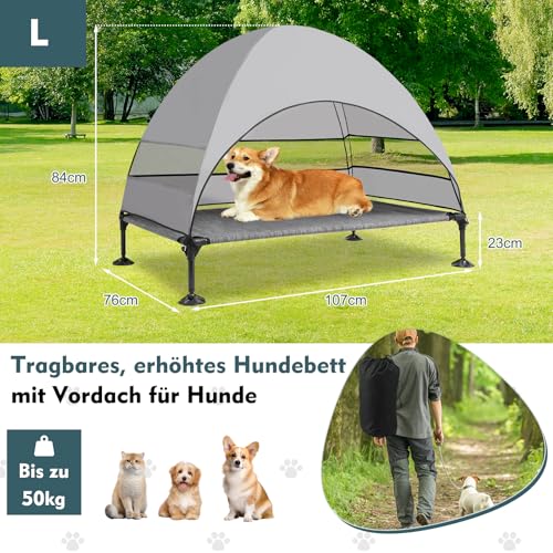 Snagle Paw Hundeliege mit Dach & Erhöhtes Design - Stabiles Hundebett mit Antirutschfüßen, Breiter Schatten - Wasserdicht für Große Hunde Indoor/Outdoor, Camping & Garten