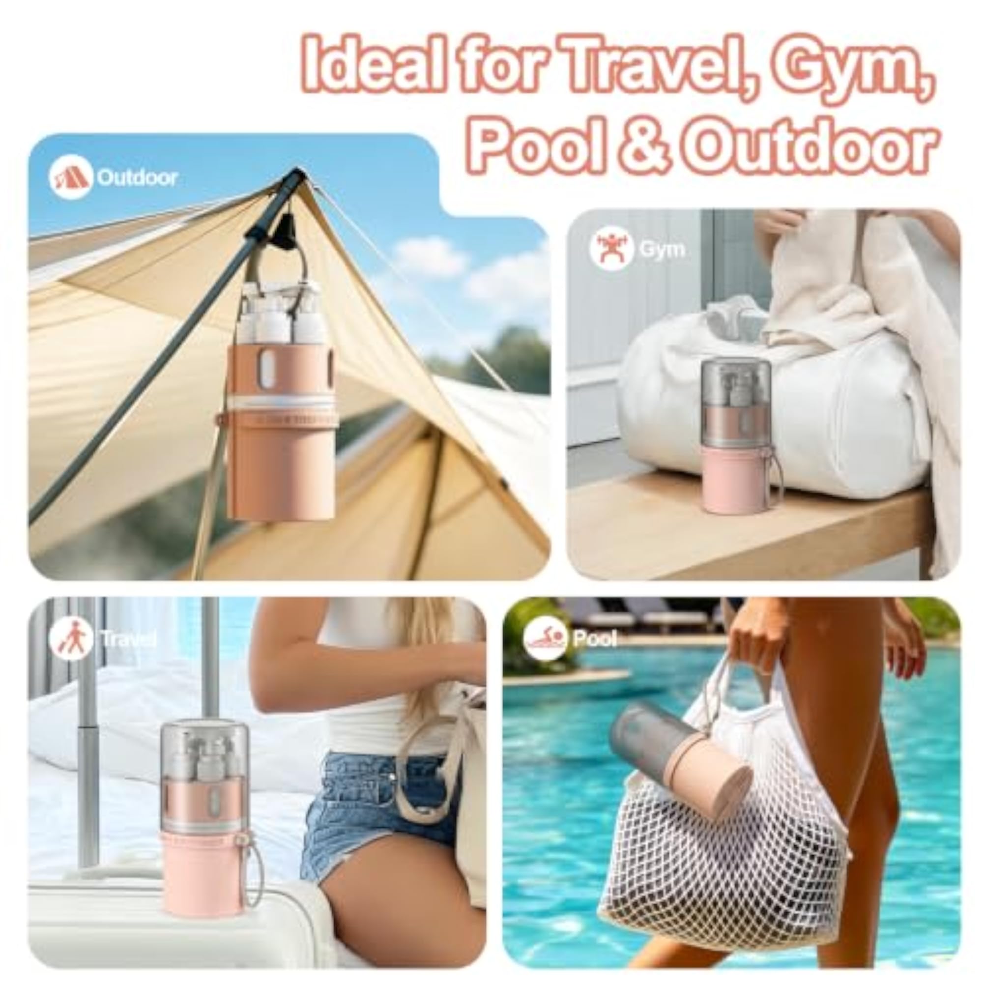 4 in 1 Travel Dispenser Bottle, Refillable Toiletries Container Set
