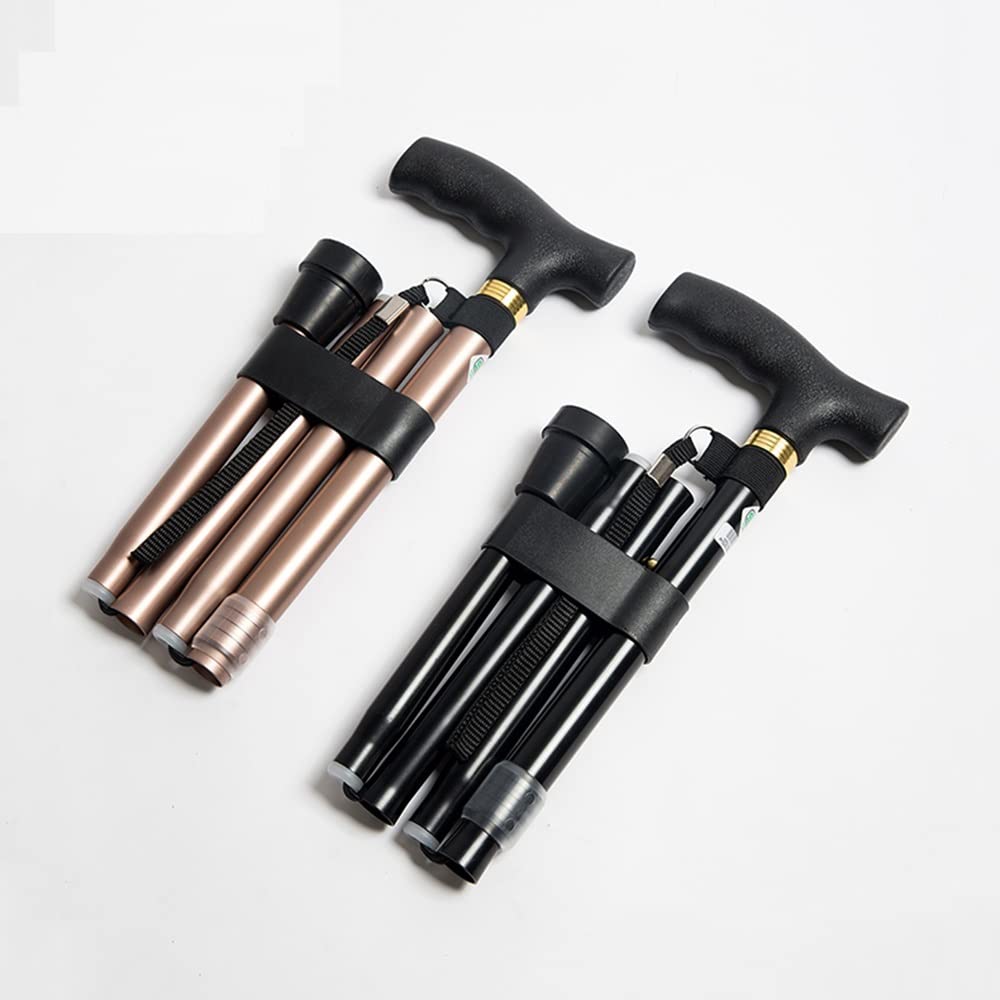 Bastón Plegable para Mujeres y Hombres, bastón Plegable de Aluminio de Altura Ajustable (31 a 35 Pulgadas) | Cómodo Mango de plástico en Forma de T