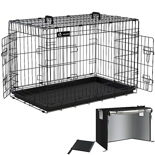 VOUNOT Cage pour Chien 92x58x64cm avec Plateau Amovible